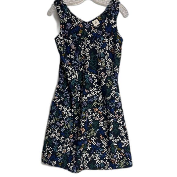 CAbi Dresses & Skirts - Cabi Cinco Floral Shift Dress S Small Blue Multicolor V Neck Shoulder Bow Summer